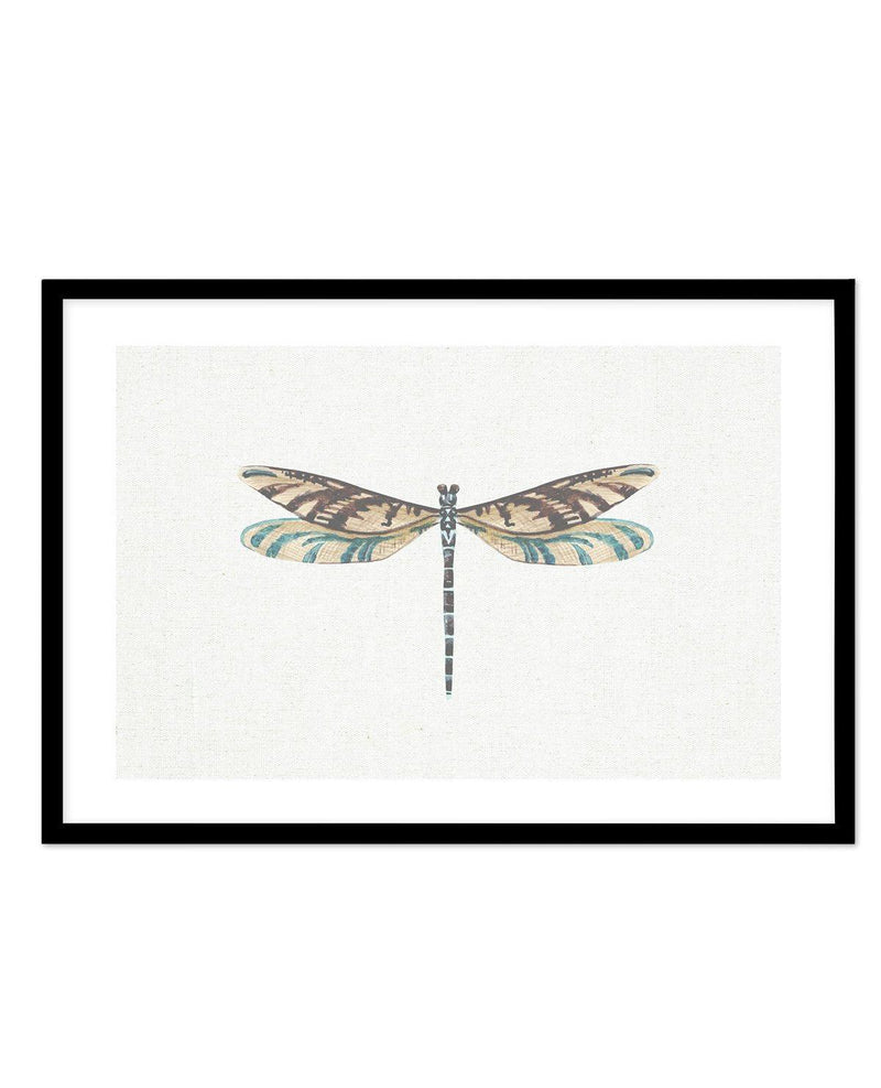 Dragonfly on Linen III Art Print-PRINT-Olive et Oriel-Olive et Oriel-A5 | 5.8" x 8.3" | 14.8 x 21cm-Black-With White Border-Buy-Australian-Art-Prints-Online-with-Olive-et-Oriel-Your-Artwork-Specialists-Austrailia-Decorate-With-Coastal-Photo-Wall-Art-Prints-From-Our-Beach-House-Artwork-Collection-Fine-Poster-and-Framed-Artwork