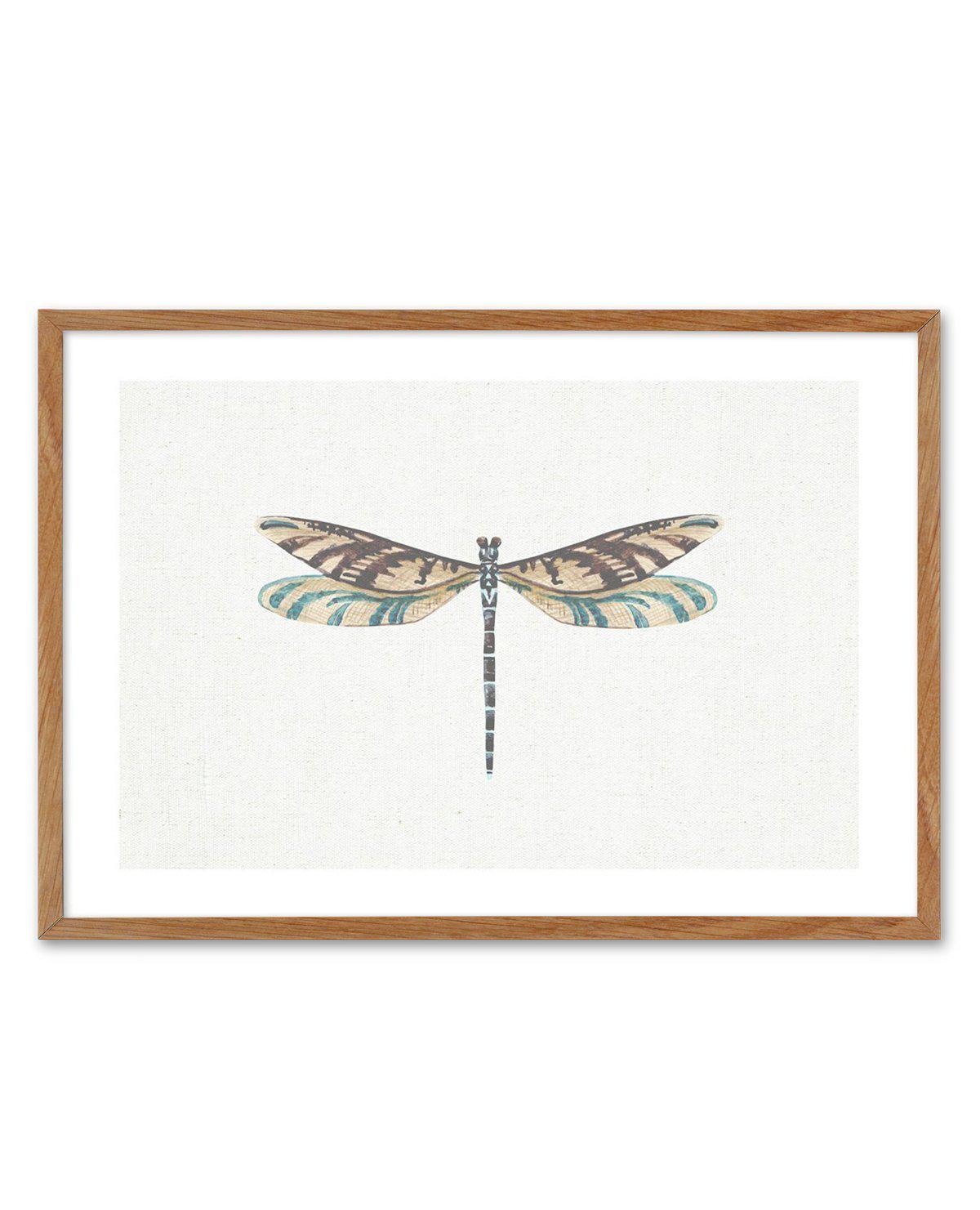 Dragonfly on Linen III Art Print-PRINT-Olive et Oriel-Olive et Oriel-50x70 cm | 19.6" x 27.5"-Walnut-With White Border-Buy-Australian-Art-Prints-Online-with-Olive-et-Oriel-Your-Artwork-Specialists-Austrailia-Decorate-With-Coastal-Photo-Wall-Art-Prints-From-Our-Beach-House-Artwork-Collection-Fine-Poster-and-Framed-Artwork