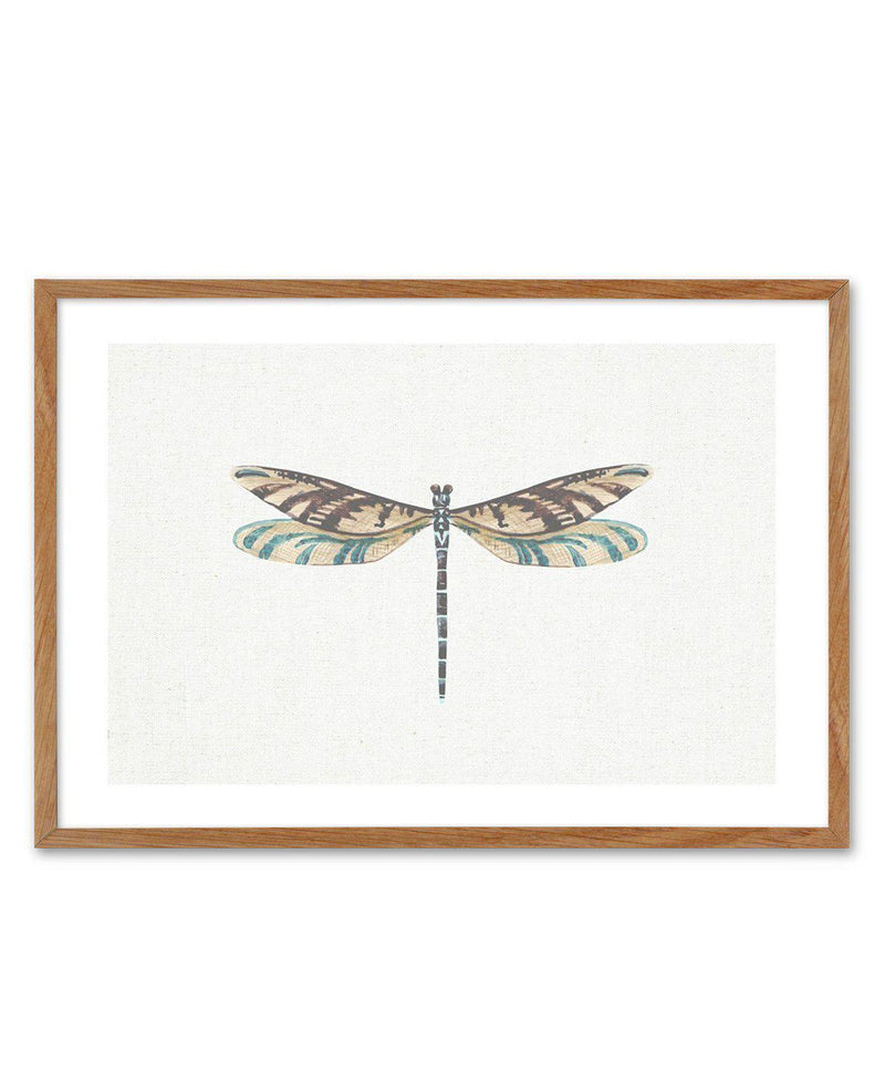 Dragonfly on Linen III Art Print-PRINT-Olive et Oriel-Olive et Oriel-50x70 cm | 19.6" x 27.5"-Walnut-With White Border-Buy-Australian-Art-Prints-Online-with-Olive-et-Oriel-Your-Artwork-Specialists-Austrailia-Decorate-With-Coastal-Photo-Wall-Art-Prints-From-Our-Beach-House-Artwork-Collection-Fine-Poster-and-Framed-Artwork
