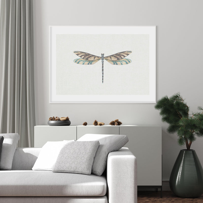 Dragonfly on Linen III Art Print-PRINT-Olive et Oriel-Olive et Oriel-Buy-Australian-Art-Prints-Online-with-Olive-et-Oriel-Your-Artwork-Specialists-Austrailia-Decorate-With-Coastal-Photo-Wall-Art-Prints-From-Our-Beach-House-Artwork-Collection-Fine-Poster-and-Framed-Artwork