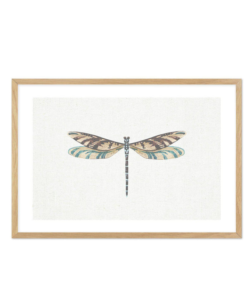 Dragonfly on Linen III Art Print-PRINT-Olive et Oriel-Olive et Oriel-A5 | 5.8" x 8.3" | 14.8 x 21cm-Oak-With White Border-Buy-Australian-Art-Prints-Online-with-Olive-et-Oriel-Your-Artwork-Specialists-Austrailia-Decorate-With-Coastal-Photo-Wall-Art-Prints-From-Our-Beach-House-Artwork-Collection-Fine-Poster-and-Framed-Artwork