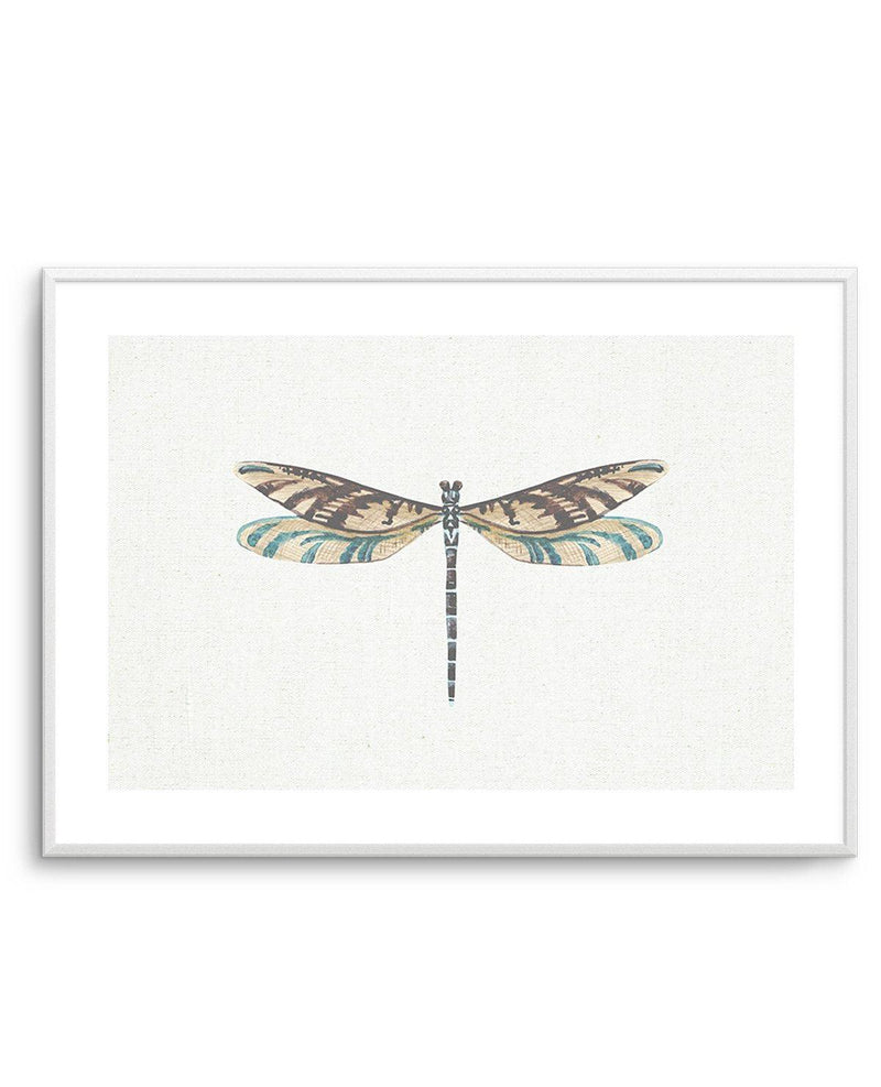 Dragonfly on Linen III Art Print-PRINT-Olive et Oriel-Olive et Oriel-A5 | 5.8" x 8.3" | 14.8 x 21cm-Unframed Art Print-With White Border-Buy-Australian-Art-Prints-Online-with-Olive-et-Oriel-Your-Artwork-Specialists-Austrailia-Decorate-With-Coastal-Photo-Wall-Art-Prints-From-Our-Beach-House-Artwork-Collection-Fine-Poster-and-Framed-Artwork