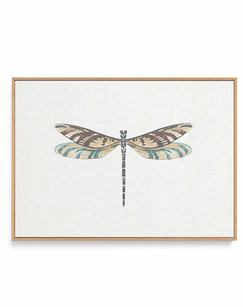 Dragonfly on Linen III | Framed Canvas Art Print