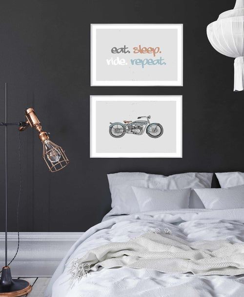Eat Sleep Ride Repeat Art Print-PRINT-Olive et Oriel-Olive et Oriel-Buy-Australian-Art-Prints-Online-with-Olive-et-Oriel-Your-Artwork-Specialists-Austrailia-Decorate-With-Coastal-Photo-Wall-Art-Prints-From-Our-Beach-House-Artwork-Collection-Fine-Poster-and-Framed-Artwork