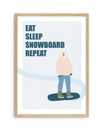 Eat Sleep Snowboard Repeat Art Print-PRINT-Olive et Oriel-Olive et Oriel-A5 | 5.8" x 8.3" | 14.8 x 21cm-Oak-With White Border-Buy-Australian-Art-Prints-Online-with-Olive-et-Oriel-Your-Artwork-Specialists-Austrailia-Decorate-With-Coastal-Photo-Wall-Art-Prints-From-Our-Beach-House-Artwork-Collection-Fine-Poster-and-Framed-Artwork