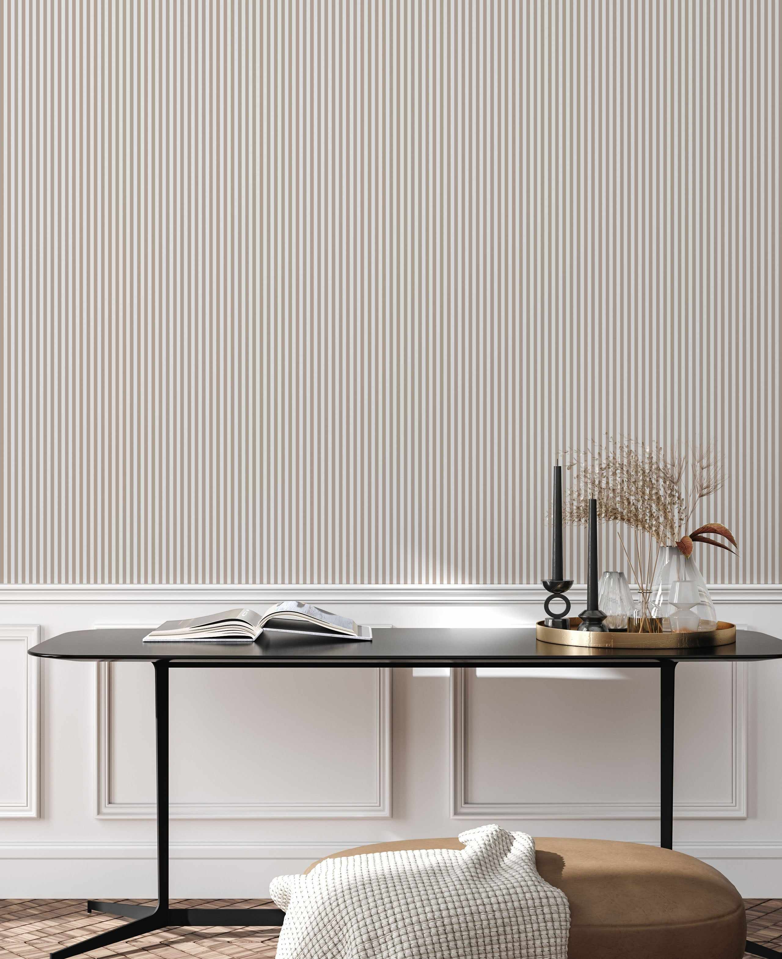 Petite Stripe In Ecru Wallpaper