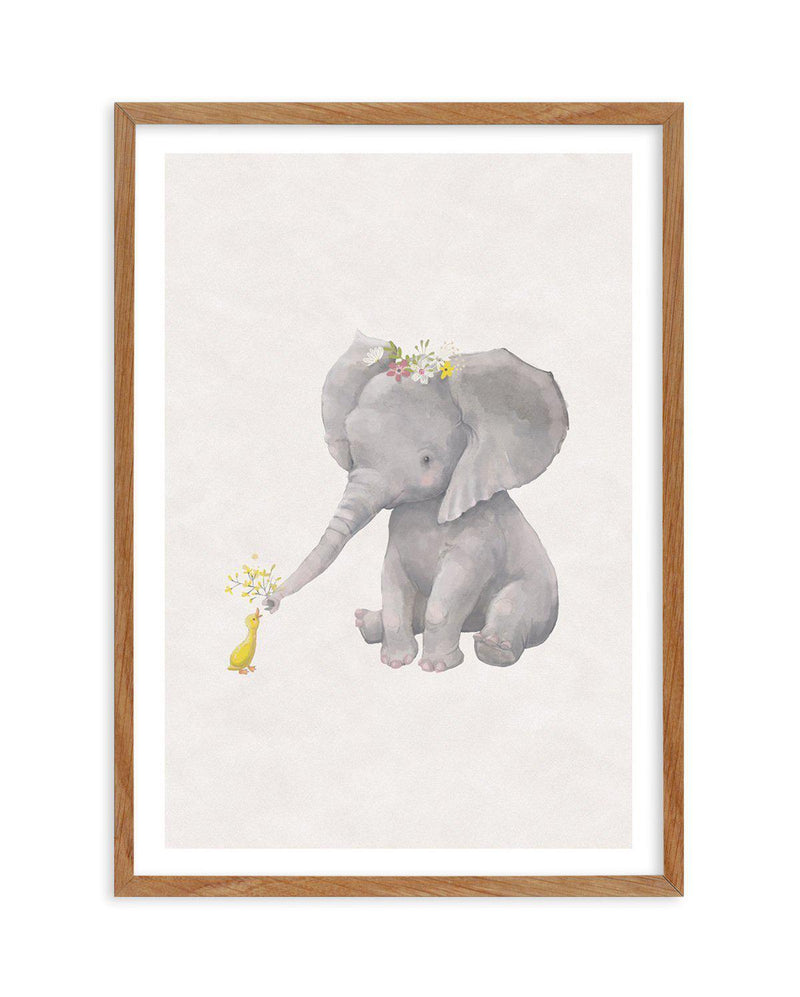 Elephant & Duck Art Print-PRINT-Olive et Oriel-Olive et Oriel-50x70 cm | 19.6" x 27.5"-Walnut-With White Border-Buy-Australian-Art-Prints-Online-with-Olive-et-Oriel-Your-Artwork-Specialists-Austrailia-Decorate-With-Coastal-Photo-Wall-Art-Prints-From-Our-Beach-House-Artwork-Collection-Fine-Poster-and-Framed-Artwork