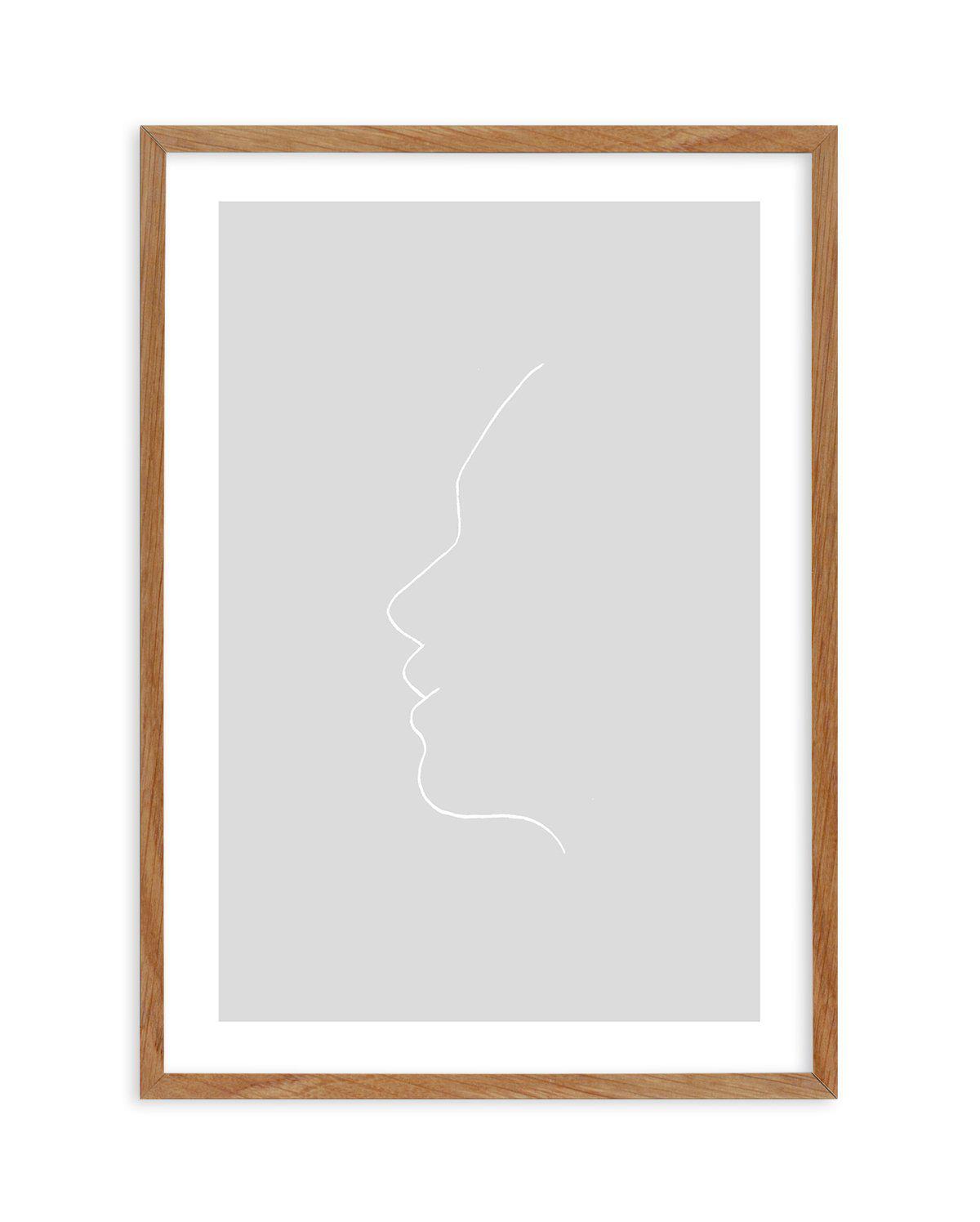 Face On Grey | Line Art Art Print-PRINT-Olive et Oriel-Olive et Oriel-50x70 cm | 19.6" x 27.5"-Walnut-With White Border-Buy-Australian-Art-Prints-Online-with-Olive-et-Oriel-Your-Artwork-Specialists-Austrailia-Decorate-With-Coastal-Photo-Wall-Art-Prints-From-Our-Beach-House-Artwork-Collection-Fine-Poster-and-Framed-Artwork