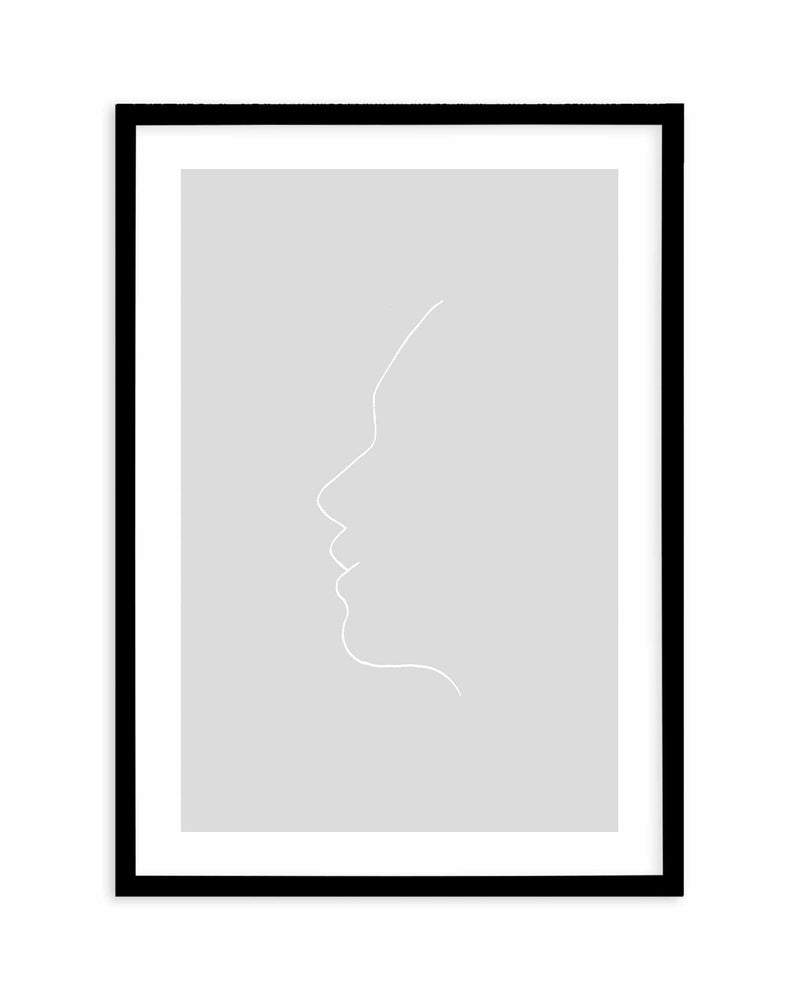 Face On Grey | Line Art Art Print-PRINT-Olive et Oriel-Olive et Oriel-A5 | 5.8" x 8.3" | 14.8 x 21cm-Black-With White Border-Buy-Australian-Art-Prints-Online-with-Olive-et-Oriel-Your-Artwork-Specialists-Austrailia-Decorate-With-Coastal-Photo-Wall-Art-Prints-From-Our-Beach-House-Artwork-Collection-Fine-Poster-and-Framed-Artwork