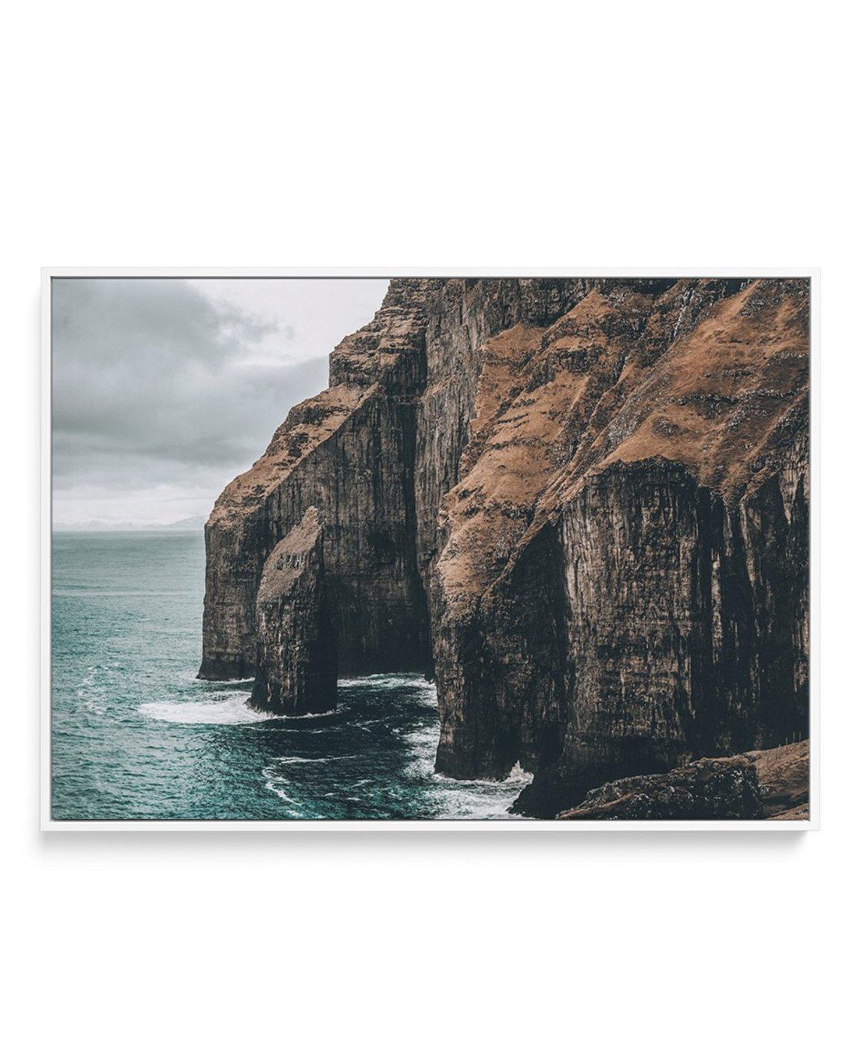 Faroe Cliffs | LS | Framed Canvas-CANVAS-You can shop wall art online with Olive et Oriel for everything from abstract art to fun kids wall art. Our beautiful modern art prints and canvas art are available from large canvas prints to wall art paintings and our proudly Australian artwork collection offers only the highest quality framed large wall art and canvas art Australia - You can buy fashion photography prints or Hampton print posters and paintings on canvas from Olive et Oriel and have the