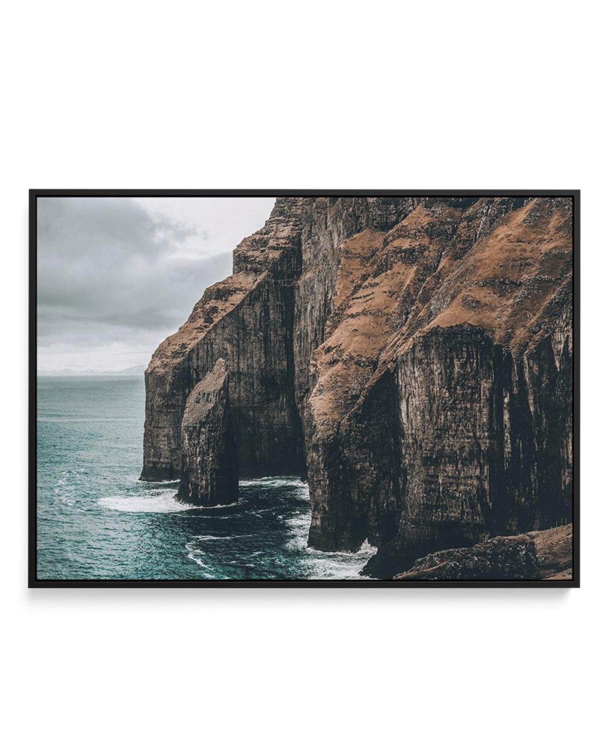 Faroe Cliffs | LS | Framed Canvas-CANVAS-You can shop wall art online with Olive et Oriel for everything from abstract art to fun kids wall art. Our beautiful modern art prints and canvas art are available from large canvas prints to wall art paintings and our proudly Australian artwork collection offers only the highest quality framed large wall art and canvas art Australia - You can buy fashion photography prints or Hampton print posters and paintings on canvas from Olive et Oriel and have the