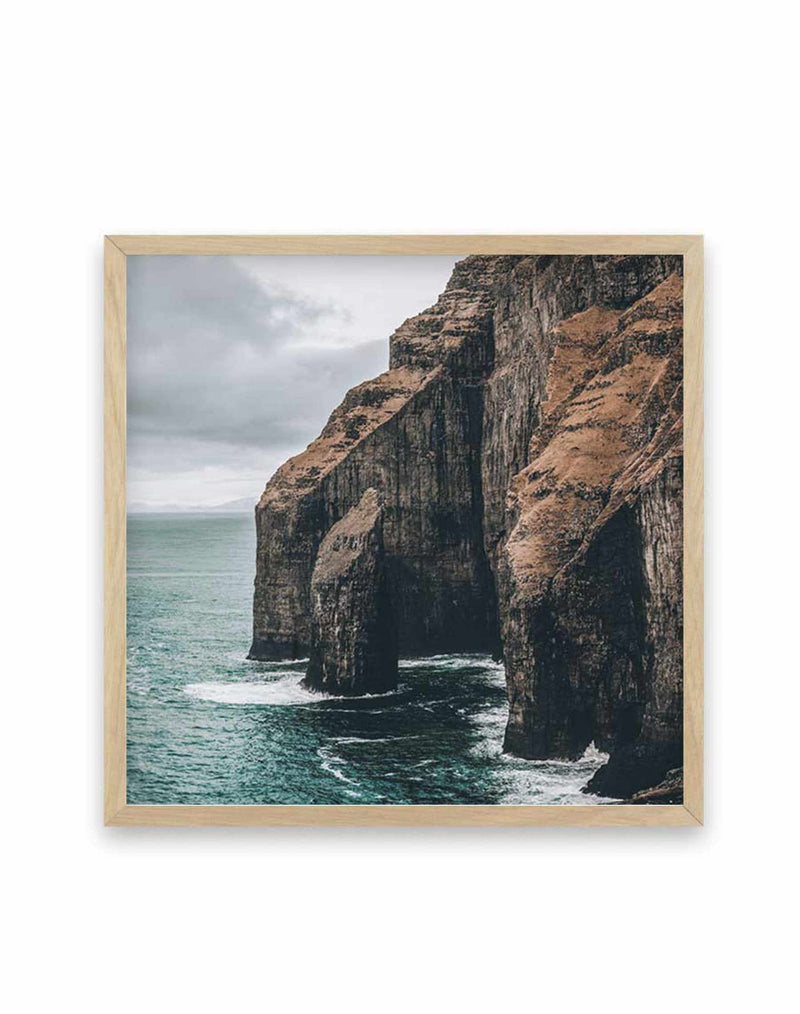 Faroe Cliffs | SQ Art Print-PRINT-Olive et Oriel-Olive et Oriel-70x70 cm | 27.5" x 27.5"-Oak-With White Border-Buy-Australian-Art-Prints-Online-with-Olive-et-Oriel-Your-Artwork-Specialists-Austrailia-Decorate-With-Coastal-Photo-Wall-Art-Prints-From-Our-Beach-House-Artwork-Collection-Fine-Poster-and-Framed-Artwork