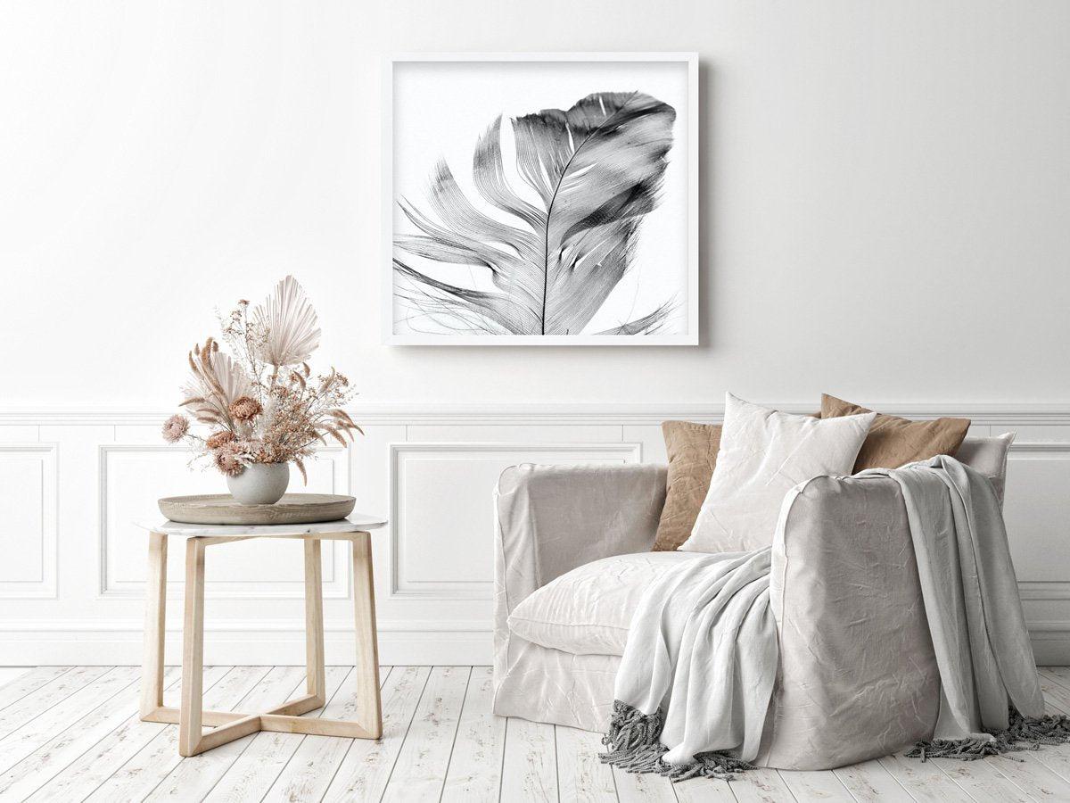 Feather Grey SQ Art Print-PRINT-Olive et Oriel-Olive et Oriel-Buy-Australian-Art-Prints-Online-with-Olive-et-Oriel-Your-Artwork-Specialists-Austrailia-Decorate-With-Coastal-Photo-Wall-Art-Prints-From-Our-Beach-House-Artwork-Collection-Fine-Poster-and-Framed-Artwork