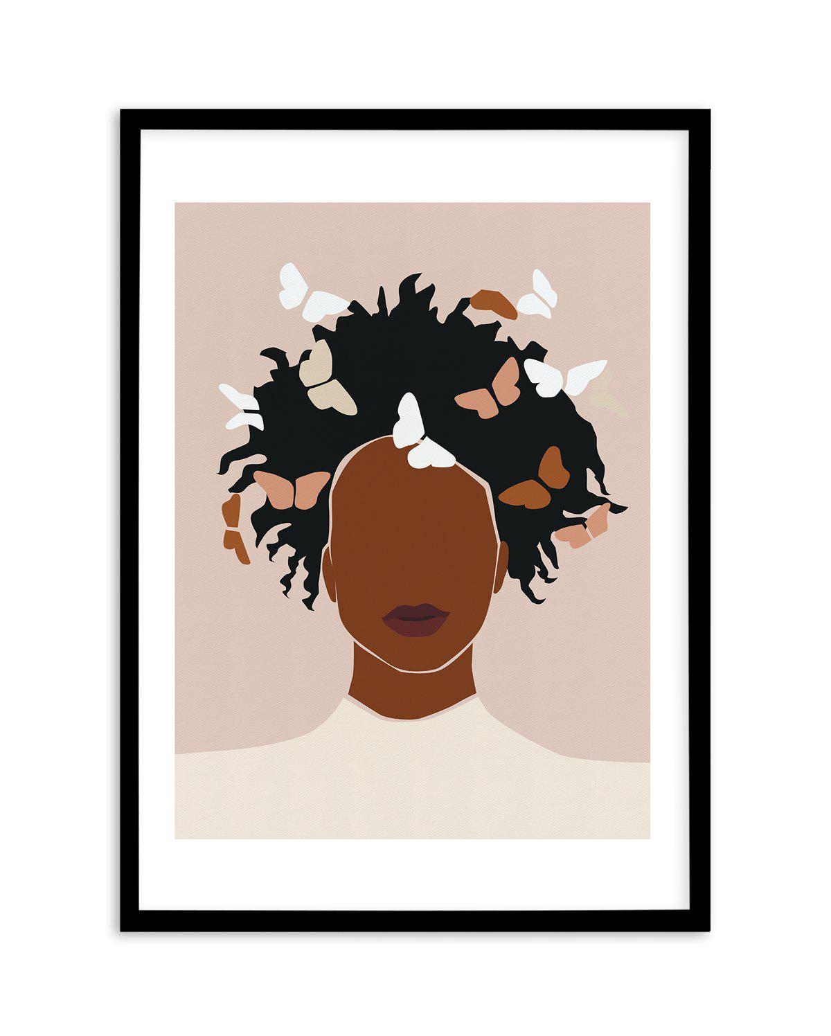 Femme Aux Papillons Art Print-PRINT-Olive et Oriel-Olive et Oriel-A5 | 5.8" x 8.3" | 14.8 x 21cm-Black-With White Border-Buy-Australian-Art-Prints-Online-with-Olive-et-Oriel-Your-Artwork-Specialists-Austrailia-Decorate-With-Coastal-Photo-Wall-Art-Prints-From-Our-Beach-House-Artwork-Collection-Fine-Poster-and-Framed-Artwork