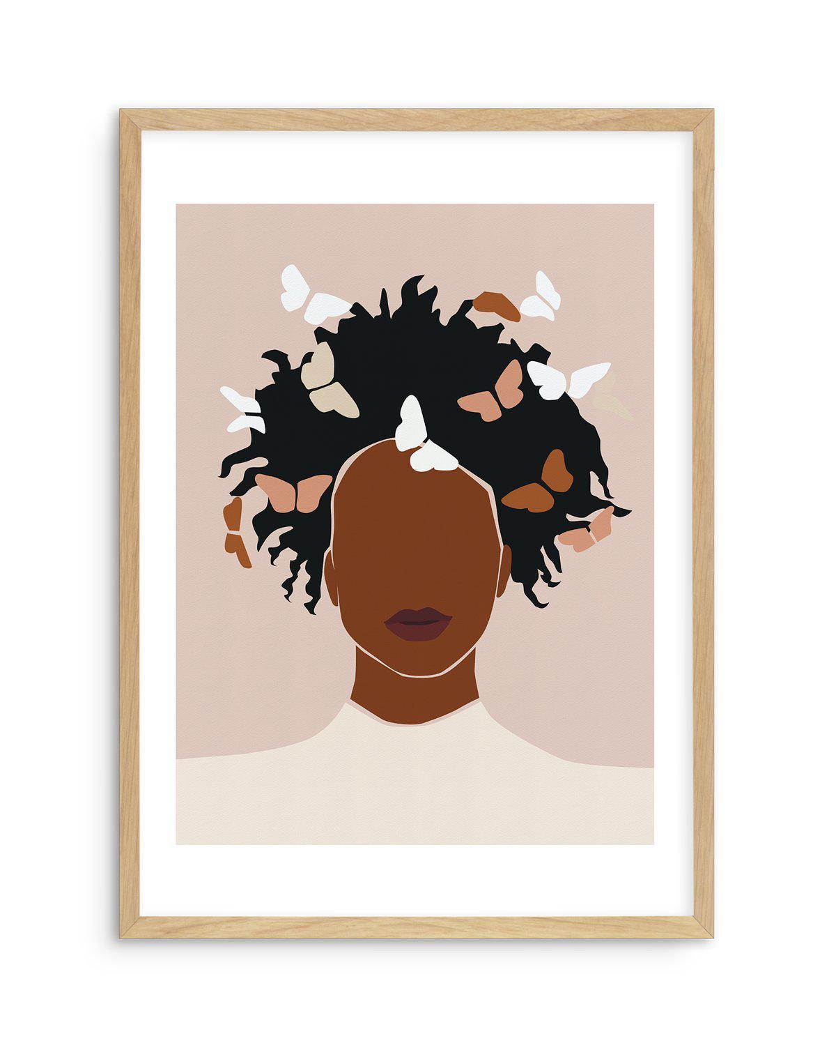 Femme Aux Papillons Art Print-PRINT-Olive et Oriel-Olive et Oriel-A5 | 5.8" x 8.3" | 14.8 x 21cm-Oak-With White Border-Buy-Australian-Art-Prints-Online-with-Olive-et-Oriel-Your-Artwork-Specialists-Austrailia-Decorate-With-Coastal-Photo-Wall-Art-Prints-From-Our-Beach-House-Artwork-Collection-Fine-Poster-and-Framed-Artwork