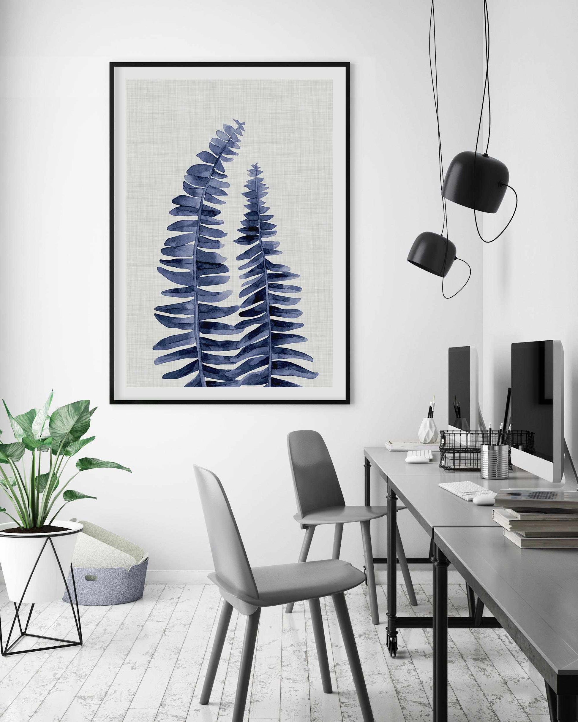 Fern | Navy Art Print-PRINT-Olive et Oriel-Olive et Oriel-Buy-Australian-Art-Prints-Online-with-Olive-et-Oriel-Your-Artwork-Specialists-Austrailia-Decorate-With-Coastal-Photo-Wall-Art-Prints-From-Our-Beach-House-Artwork-Collection-Fine-Poster-and-Framed-Artwork