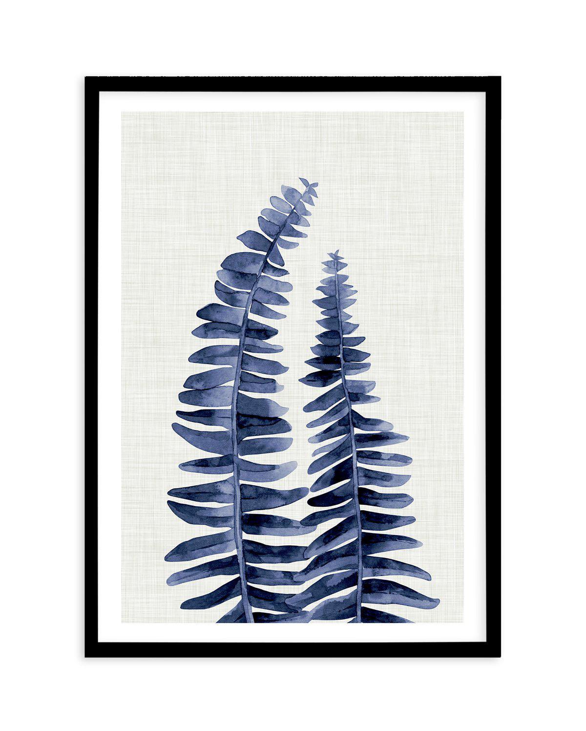 Fern | Navy Art Print-PRINT-Olive et Oriel-Olive et Oriel-A5 | 5.8" x 8.3" | 14.8 x 21cm-Black-With White Border-Buy-Australian-Art-Prints-Online-with-Olive-et-Oriel-Your-Artwork-Specialists-Austrailia-Decorate-With-Coastal-Photo-Wall-Art-Prints-From-Our-Beach-House-Artwork-Collection-Fine-Poster-and-Framed-Artwork