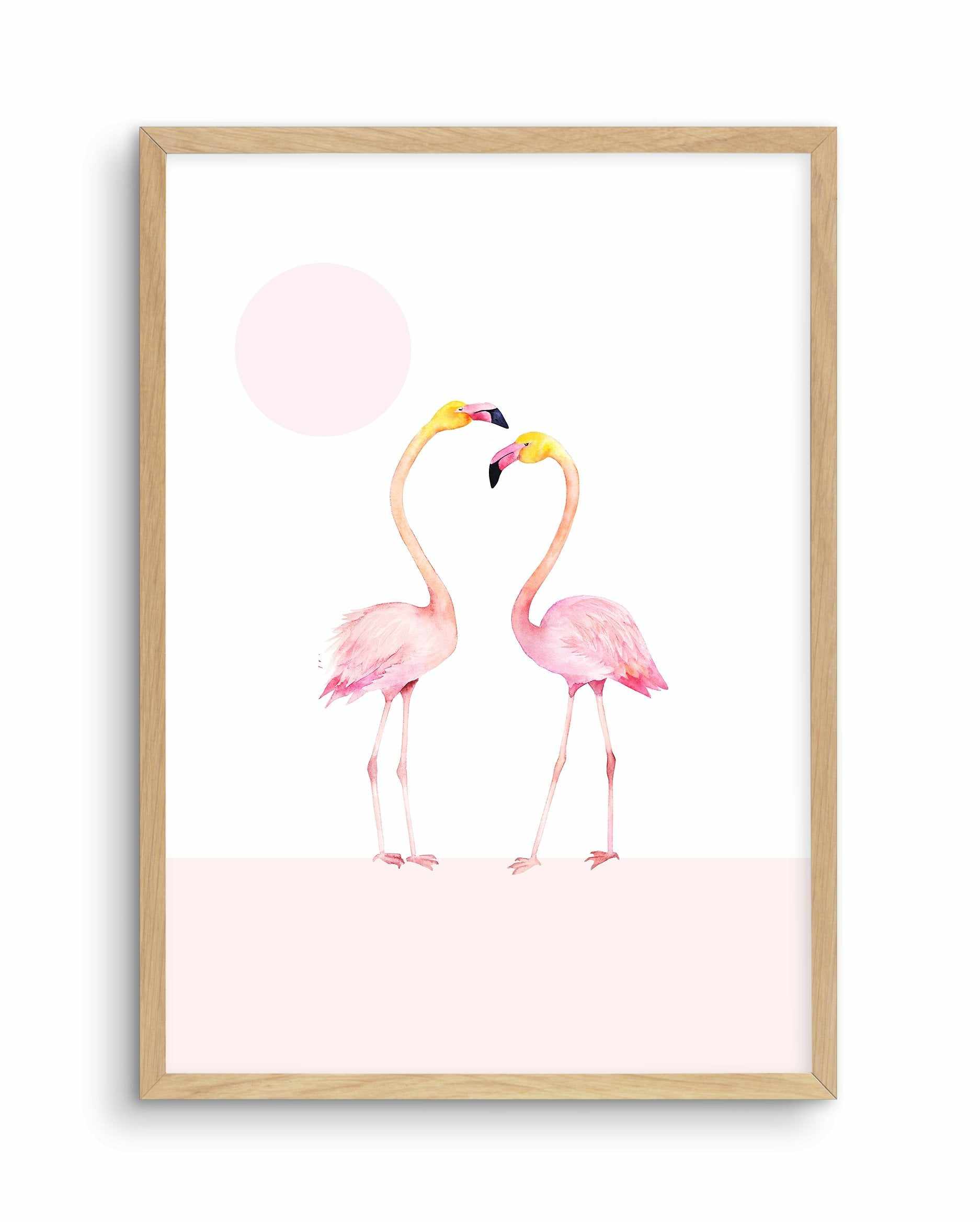 Flamingo II Art Print-PRINT-Olive et Oriel-Olive et Oriel-A5 | 5.8" x 8.3" | 14.8 x 21cm-Oak-With White Border-Buy-Australian-Art-Prints-Online-with-Olive-et-Oriel-Your-Artwork-Specialists-Austrailia-Decorate-With-Coastal-Photo-Wall-Art-Prints-From-Our-Beach-House-Artwork-Collection-Fine-Poster-and-Framed-Artwork