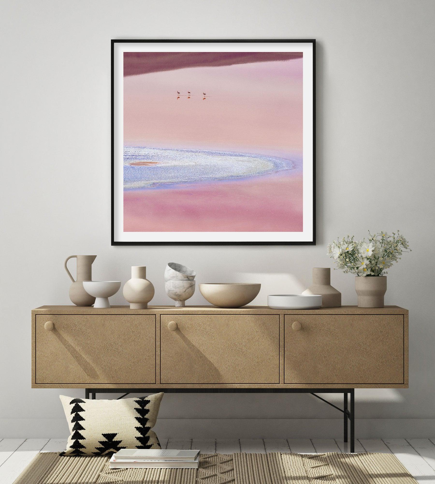 Flamingos, Andean Plateau SQ Art Print-PRINT-Olive et Oriel-Olive et Oriel-Buy-Australian-Art-Prints-Online-with-Olive-et-Oriel-Your-Artwork-Specialists-Austrailia-Decorate-With-Coastal-Photo-Wall-Art-Prints-From-Our-Beach-House-Artwork-Collection-Fine-Poster-and-Framed-Artwork