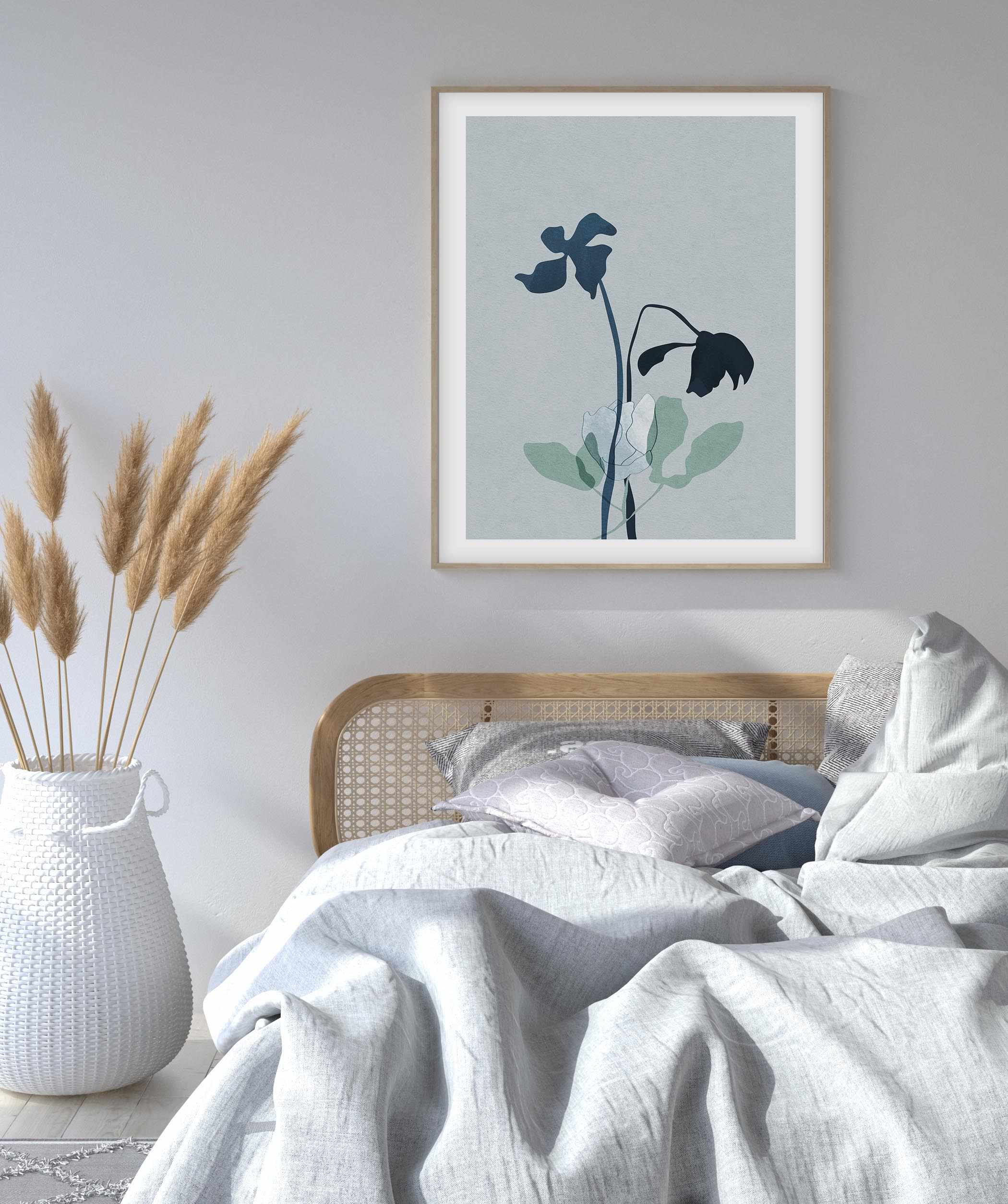 Fleur Graphique II | Blue Art Print-PRINT-Olive et Oriel-Olive et Oriel-Buy-Australian-Art-Prints-Online-with-Olive-et-Oriel-Your-Artwork-Specialists-Austrailia-Decorate-With-Coastal-Photo-Wall-Art-Prints-From-Our-Beach-House-Artwork-Collection-Fine-Poster-and-Framed-Artwork