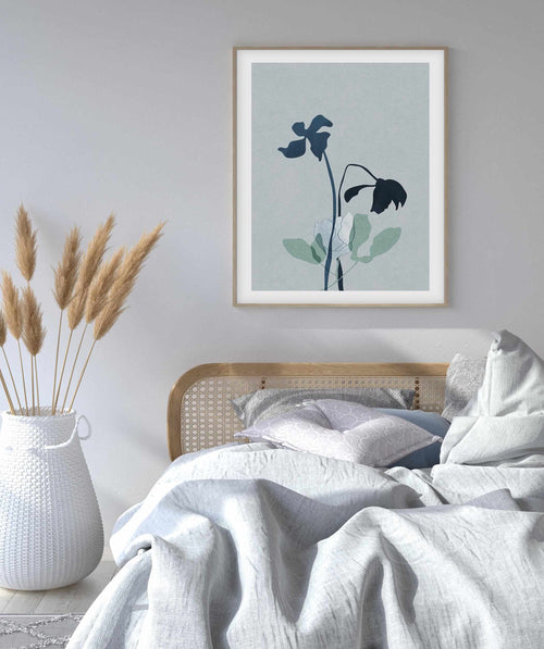 Fleur Graphique II | Blue Art Print-PRINT-Olive et Oriel-Olive et Oriel-Buy-Australian-Art-Prints-Online-with-Olive-et-Oriel-Your-Artwork-Specialists-Austrailia-Decorate-With-Coastal-Photo-Wall-Art-Prints-From-Our-Beach-House-Artwork-Collection-Fine-Poster-and-Framed-Artwork