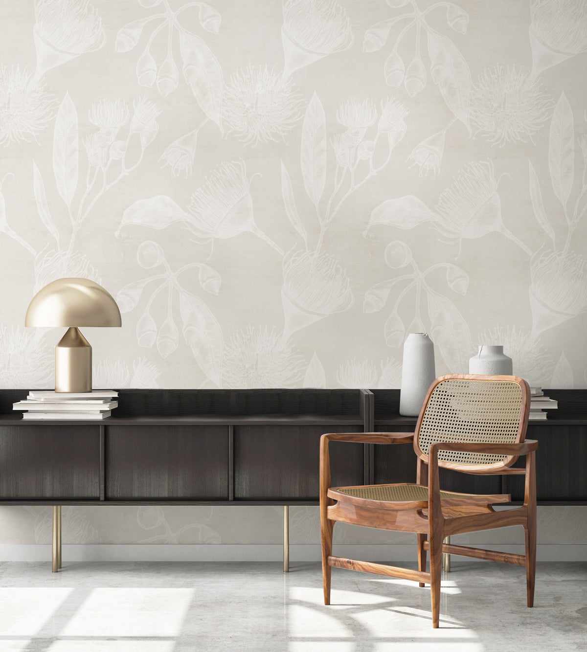 Flowering Gum in Sand Wallpaper - Olive et Oriel