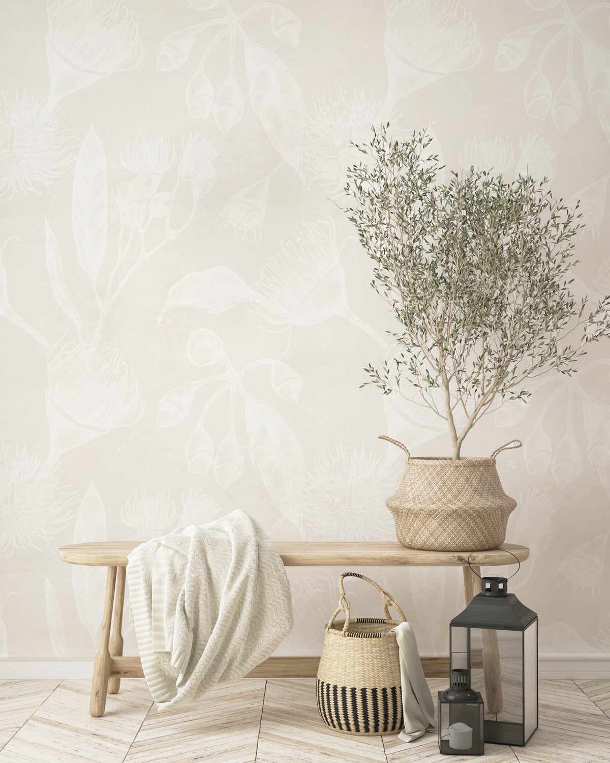 Flowering Gum in Sand Wallpaper - Olive et Oriel