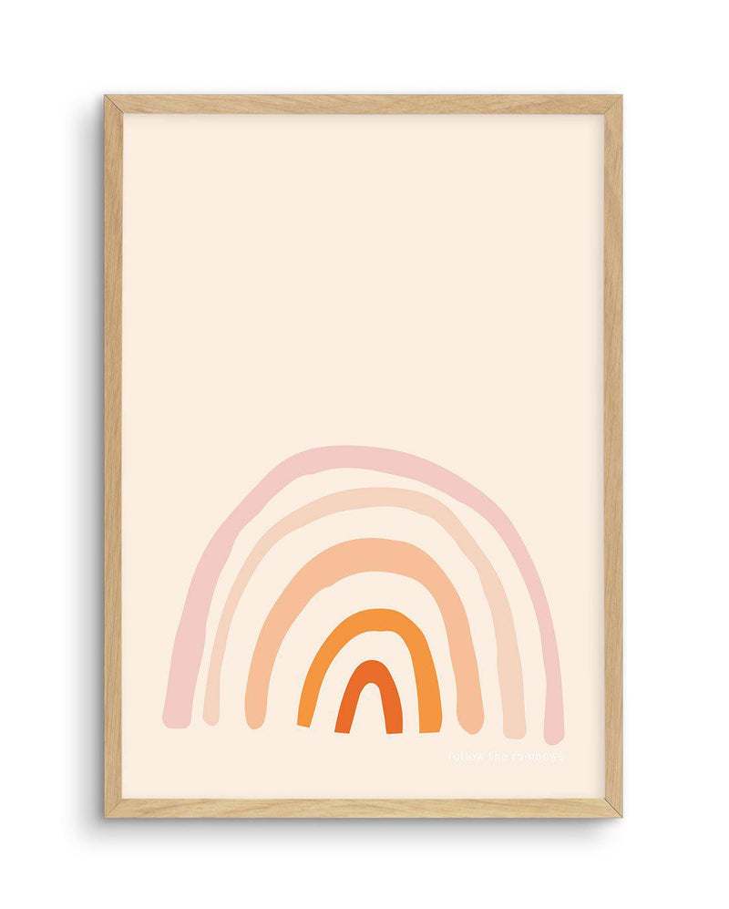 Follow The Rainbows | Peach Art Print-PRINT-Olive et Oriel-Olive et Oriel-A5 | 5.8" x 8.3" | 14.8 x 21cm-Oak-With White Border-Buy-Australian-Art-Prints-Online-with-Olive-et-Oriel-Your-Artwork-Specialists-Austrailia-Decorate-With-Coastal-Photo-Wall-Art-Prints-From-Our-Beach-House-Artwork-Collection-Fine-Poster-and-Framed-Artwork