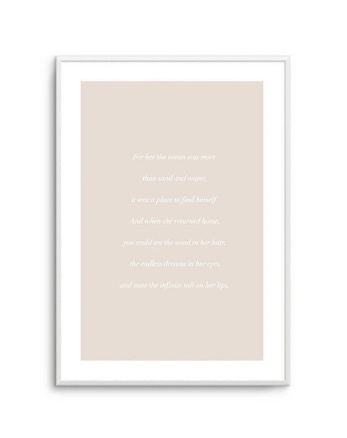 'For her, the Ocean' Poem Art Print-PRINT-Olive et Oriel-Olive et Oriel-A4 | 8.3" x 11.7" | 21 x 29.7cm-Unframed Art Print-With White Border-Buy-Australian-Art-Prints-Online-with-Olive-et-Oriel-Your-Artwork-Specialists-Austrailia-Decorate-With-Coastal-Photo-Wall-Art-Prints-From-Our-Beach-House-Artwork-Collection-Fine-Poster-and-Framed-Artwork
