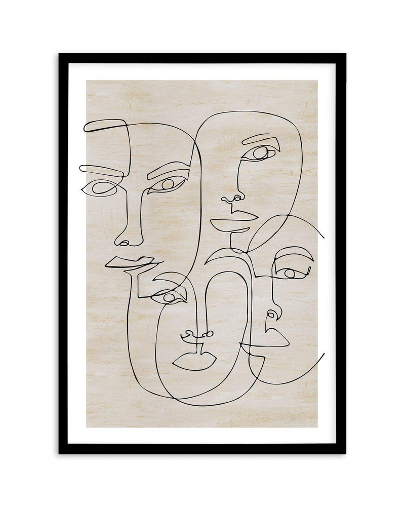 Four Faces Art Print-PRINT-Olive et Oriel-Olive et Oriel-A4 | 8.3" x 11.7" | 21 x 29.7cm-Black-With White Border-Buy-Australian-Art-Prints-Online-with-Olive-et-Oriel-Your-Artwork-Specialists-Austrailia-Decorate-With-Coastal-Photo-Wall-Art-Prints-From-Our-Beach-House-Artwork-Collection-Fine-Poster-and-Framed-Artwork