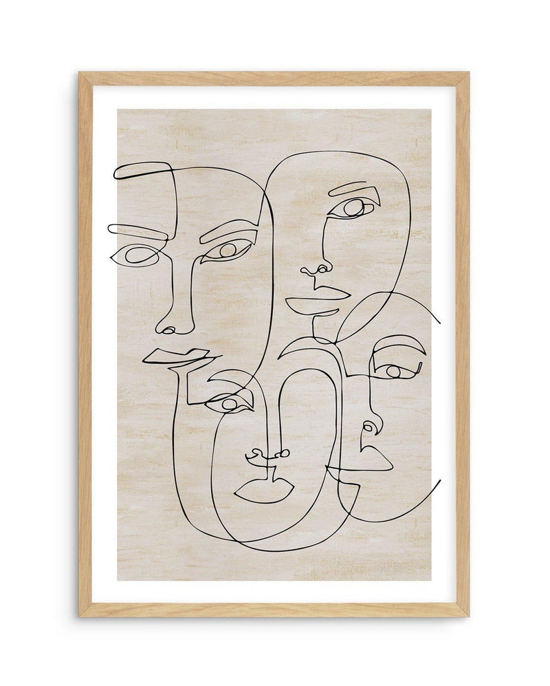 Four Faces Art Print-PRINT-Olive et Oriel-Olive et Oriel-A4 | 8.3" x 11.7" | 21 x 29.7cm-Oak-With White Border-Buy-Australian-Art-Prints-Online-with-Olive-et-Oriel-Your-Artwork-Specialists-Austrailia-Decorate-With-Coastal-Photo-Wall-Art-Prints-From-Our-Beach-House-Artwork-Collection-Fine-Poster-and-Framed-Artwork