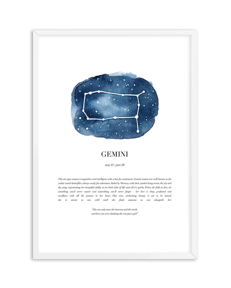 Gemini | Watercolour Zodiac Art Print-PRINT-Olive et Oriel-Olive et Oriel-A5 | 5.8" x 8.3" | 14.8 x 21cm-White-With White Border-Buy-Australian-Art-Prints-Online-with-Olive-et-Oriel-Your-Artwork-Specialists-Austrailia-Decorate-With-Coastal-Photo-Wall-Art-Prints-From-Our-Beach-House-Artwork-Collection-Fine-Poster-and-Framed-Artwork