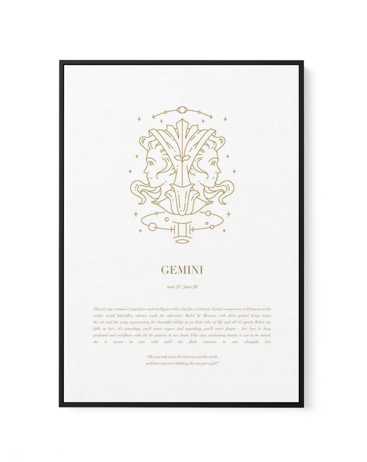 Gemini | Celestial Zodiac | Framed Canvas-CANVAS-You can shop wall art online with Olive et Oriel for everything from abstract art to fun kids wall art. Our beautiful modern art prints and canvas art are available from large canvas prints to wall art paintings and our proudly Australian artwork collection offers only the highest quality framed large wall art and canvas art Australia - You can buy fashion photography prints or Hampton print posters and paintings on canvas from Olive et Oriel and 