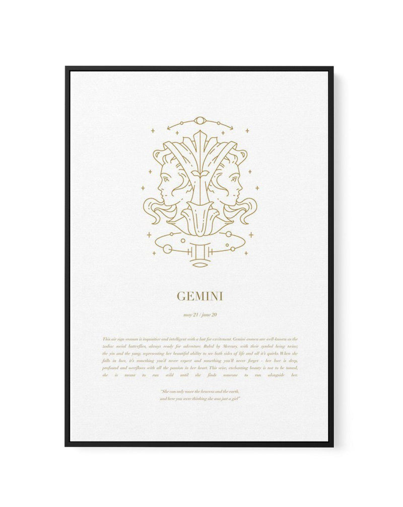 Gemini | Celestial Zodiac | Framed Canvas-CANVAS-You can shop wall art online with Olive et Oriel for everything from abstract art to fun kids wall art. Our beautiful modern art prints and canvas art are available from large canvas prints to wall art paintings and our proudly Australian artwork collection offers only the highest quality framed large wall art and canvas art Australia - You can buy fashion photography prints or Hampton print posters and paintings on canvas from Olive et Oriel and 