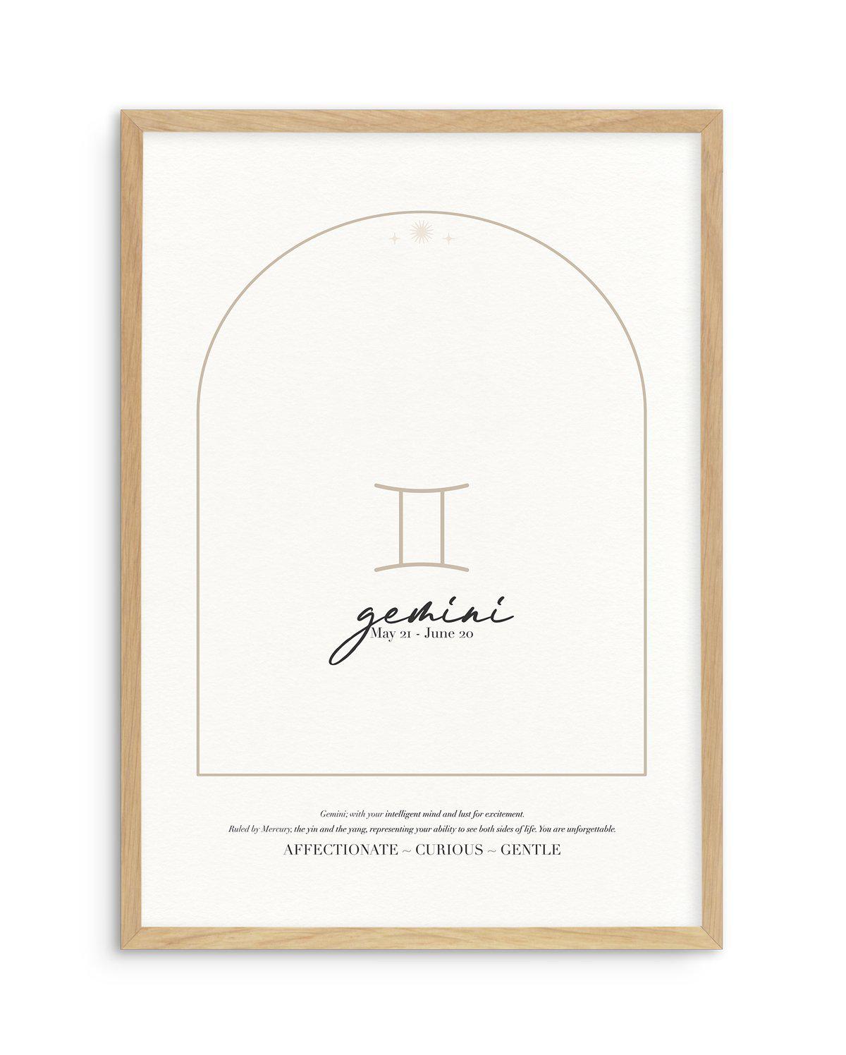 Gemini Star Sign Art Print-PRINT-Olive et Oriel-Olive et Oriel-A4 | 8.3" x 11.7" | 21 x 29.7cm-Oak-With White Border-Buy-Australian-Art-Prints-Online-with-Olive-et-Oriel-Your-Artwork-Specialists-Austrailia-Decorate-With-Coastal-Photo-Wall-Art-Prints-From-Our-Beach-House-Artwork-Collection-Fine-Poster-and-Framed-Artwork