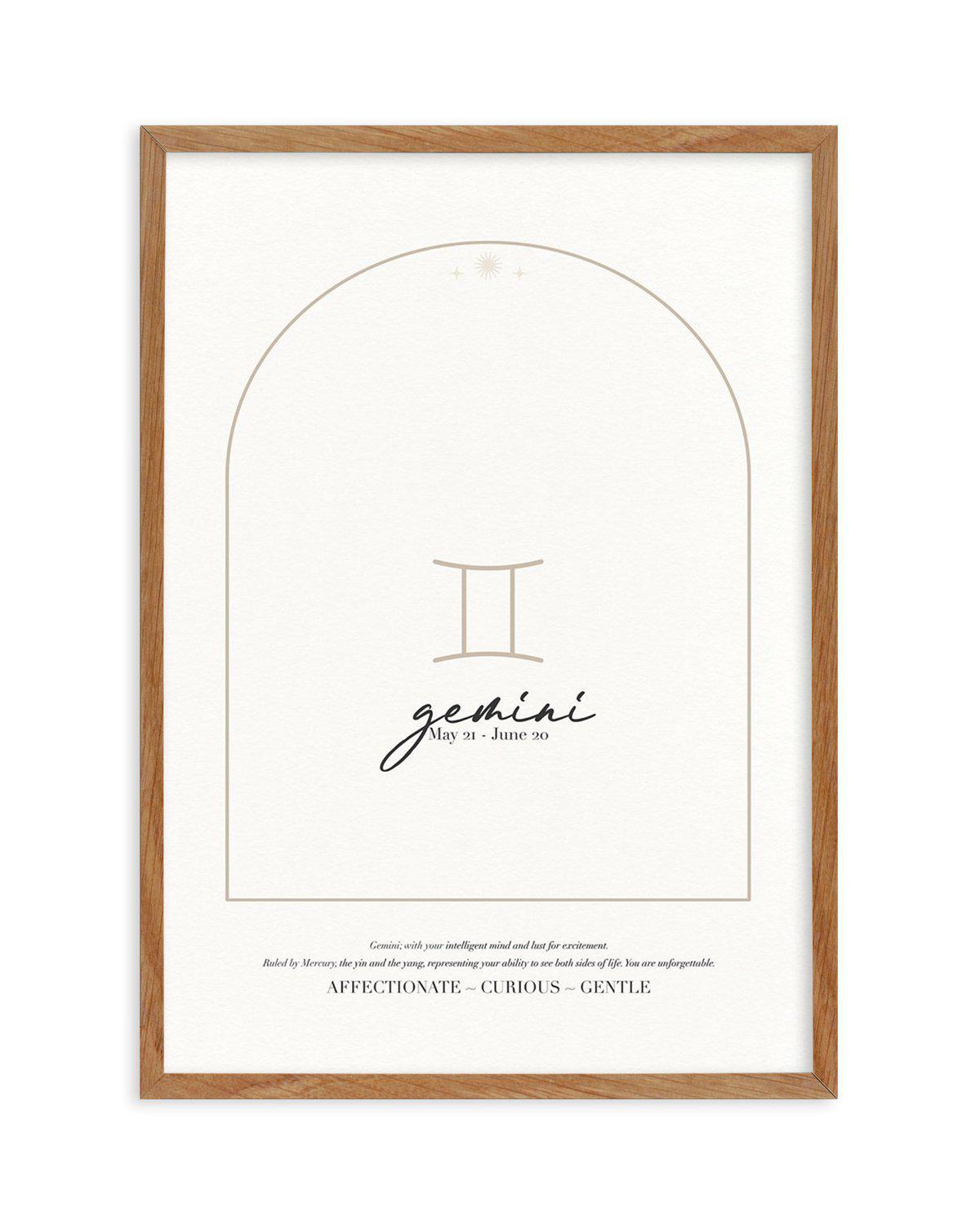 Gemini Star Sign Art Print-PRINT-Olive et Oriel-Olive et Oriel-50x70 cm | 19.6" x 27.5"-Walnut-With White Border-Buy-Australian-Art-Prints-Online-with-Olive-et-Oriel-Your-Artwork-Specialists-Austrailia-Decorate-With-Coastal-Photo-Wall-Art-Prints-From-Our-Beach-House-Artwork-Collection-Fine-Poster-and-Framed-Artwork