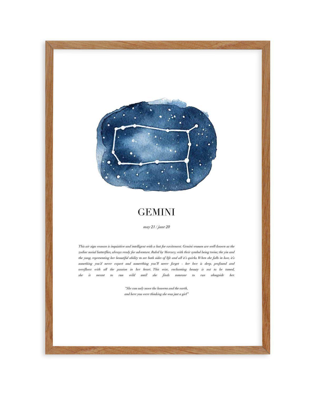 Gemini | Watercolour Zodiac Art Print-PRINT-Olive et Oriel-Olive et Oriel-50x70 cm | 19.6" x 27.5"-Walnut-With White Border-Buy-Australian-Art-Prints-Online-with-Olive-et-Oriel-Your-Artwork-Specialists-Austrailia-Decorate-With-Coastal-Photo-Wall-Art-Prints-From-Our-Beach-House-Artwork-Collection-Fine-Poster-and-Framed-Artwork