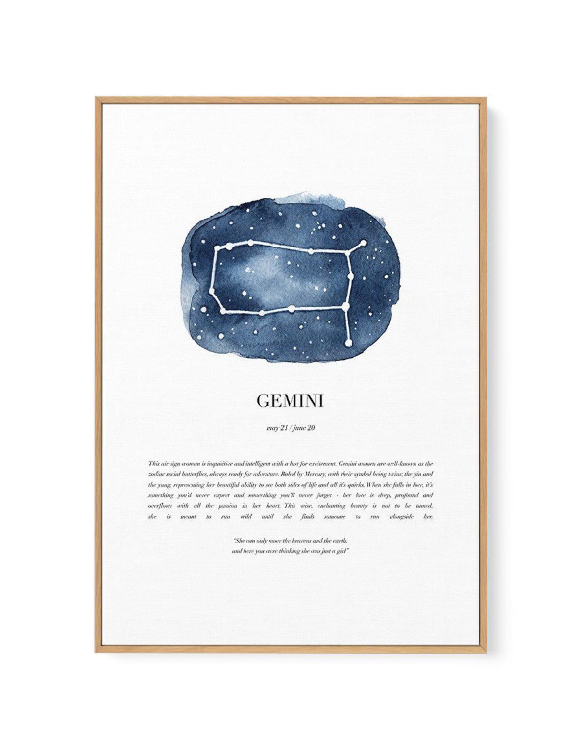 Gemini | Watercolour Zodiac | Framed Canvas-CANVAS-You can shop wall art online with Olive et Oriel for everything from abstract art to fun kids wall art. Our beautiful modern art prints and canvas art are available from large canvas prints to wall art paintings and our proudly Australian artwork collection offers only the highest quality framed large wall art and canvas art Australia - You can buy fashion photography prints or Hampton print posters and paintings on canvas from Olive et Oriel an