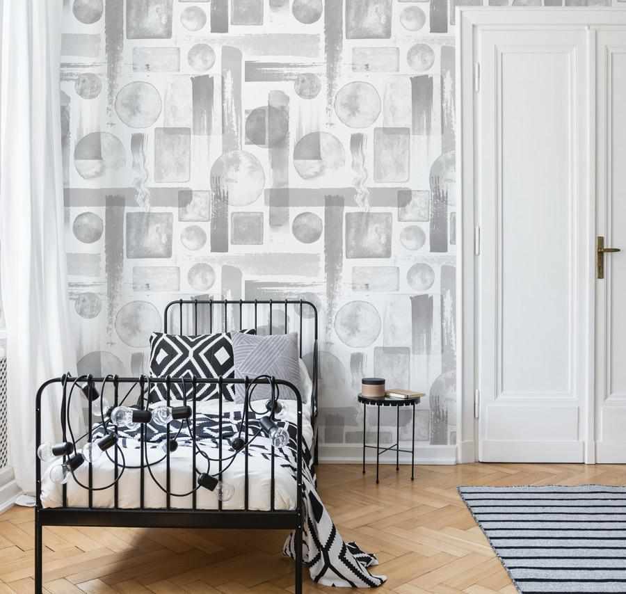 Geo Maze in Grey Wallpaper - Olive et Oriel