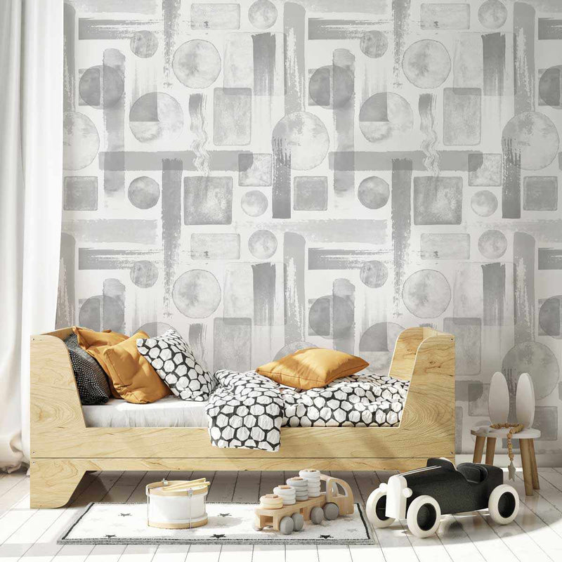 Wallpaper Geo Maze In Grey Luxe Teen