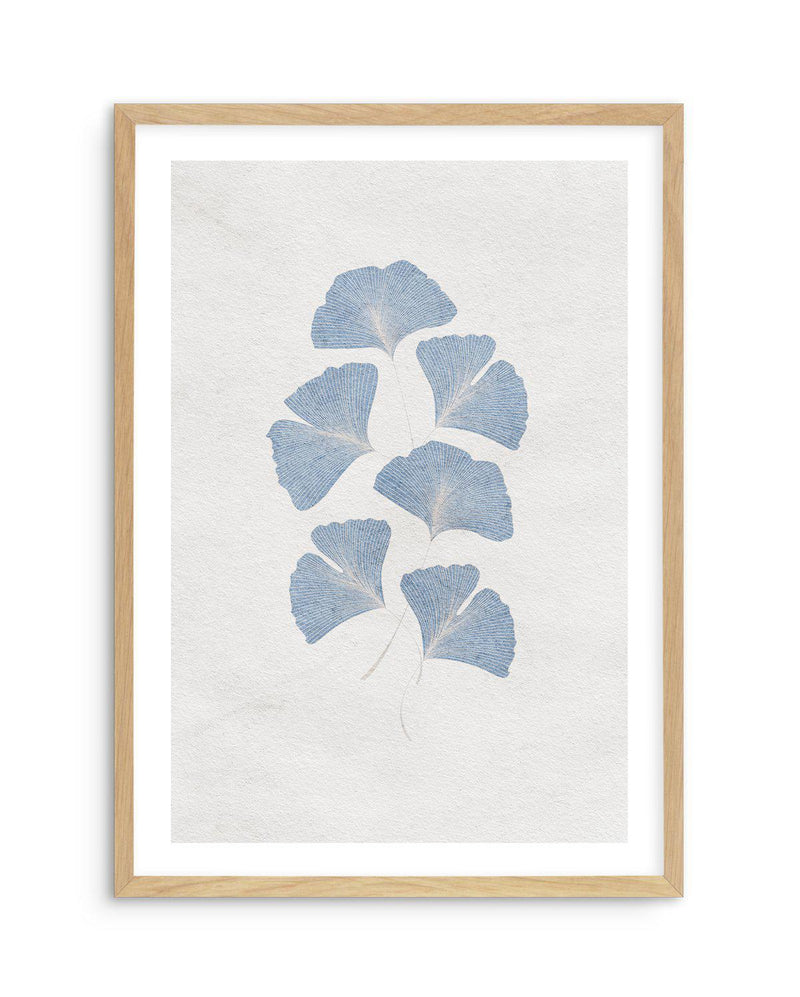 Ginkgo in Blue Art Print-PRINT-Olive et Oriel-Olive et Oriel-A5 | 5.8" x 8.3" | 14.8 x 21cm-Oak-With White Border-Buy-Australian-Art-Prints-Online-with-Olive-et-Oriel-Your-Artwork-Specialists-Austrailia-Decorate-With-Coastal-Photo-Wall-Art-Prints-From-Our-Beach-House-Artwork-Collection-Fine-Poster-and-Framed-Artwork