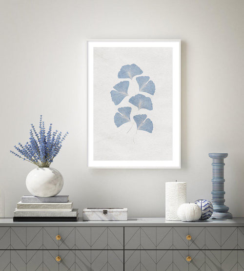 Ginkgo in Blue Art Print-PRINT-Olive et Oriel-Olive et Oriel-Buy-Australian-Art-Prints-Online-with-Olive-et-Oriel-Your-Artwork-Specialists-Austrailia-Decorate-With-Coastal-Photo-Wall-Art-Prints-From-Our-Beach-House-Artwork-Collection-Fine-Poster-and-Framed-Artwork