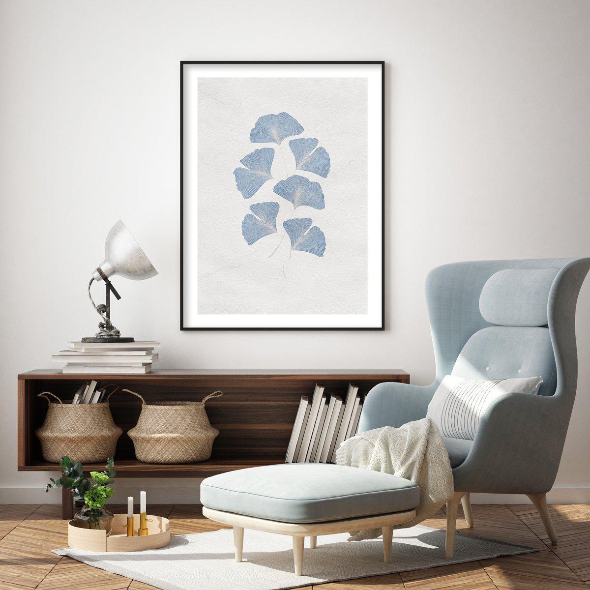 Ginkgo in Blue Art Print-PRINT-Olive et Oriel-Olive et Oriel-Buy-Australian-Art-Prints-Online-with-Olive-et-Oriel-Your-Artwork-Specialists-Austrailia-Decorate-With-Coastal-Photo-Wall-Art-Prints-From-Our-Beach-House-Artwork-Collection-Fine-Poster-and-Framed-Artwork