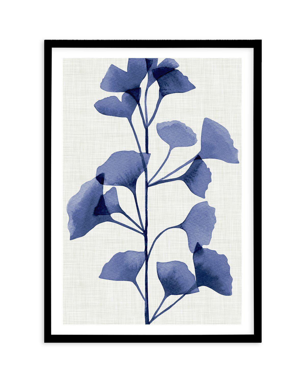 Ginkgo | Navy Art Print-PRINT-Olive et Oriel-Olive et Oriel-A5 | 5.8" x 8.3" | 14.8 x 21cm-Black-With White Border-Buy-Australian-Art-Prints-Online-with-Olive-et-Oriel-Your-Artwork-Specialists-Austrailia-Decorate-With-Coastal-Photo-Wall-Art-Prints-From-Our-Beach-House-Artwork-Collection-Fine-Poster-and-Framed-Artwork