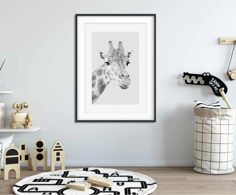 Giraffe B&W | PT Art Print-PRINT-Olive et Oriel-Olive et Oriel-Buy-Australian-Art-Prints-Online-with-Olive-et-Oriel-Your-Artwork-Specialists-Austrailia-Decorate-With-Coastal-Photo-Wall-Art-Prints-From-Our-Beach-House-Artwork-Collection-Fine-Poster-and-Framed-Artwork