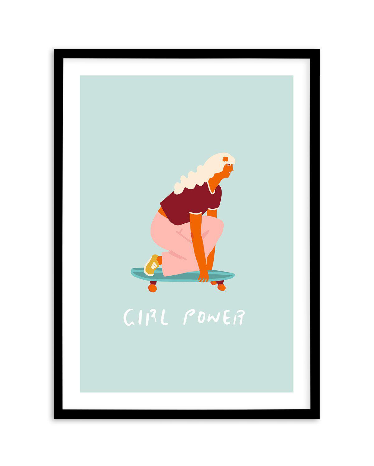 Girl Power | Skater Art Print-PRINT-Olive et Oriel-Olive et Oriel-A5 | 5.8" x 8.3" | 14.8 x 21cm-Black-With White Border-Buy-Australian-Art-Prints-Online-with-Olive-et-Oriel-Your-Artwork-Specialists-Austrailia-Decorate-With-Coastal-Photo-Wall-Art-Prints-From-Our-Beach-House-Artwork-Collection-Fine-Poster-and-Framed-Artwork