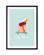 Girl Power | Skater Art Print-PRINT-Olive et Oriel-Olive et Oriel-A5 | 5.8" x 8.3" | 14.8 x 21cm-Black-With White Border-Buy-Australian-Art-Prints-Online-with-Olive-et-Oriel-Your-Artwork-Specialists-Austrailia-Decorate-With-Coastal-Photo-Wall-Art-Prints-From-Our-Beach-House-Artwork-Collection-Fine-Poster-and-Framed-Artwork