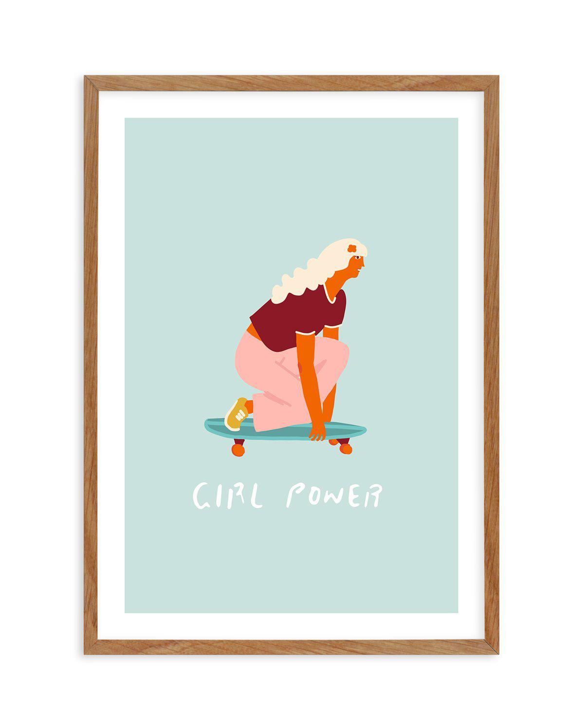 Girl Power | Skater Art Print-PRINT-Olive et Oriel-Olive et Oriel-Buy-Australian-Art-Prints-Online-with-Olive-et-Oriel-Your-Artwork-Specialists-Austrailia-Decorate-With-Coastal-Photo-Wall-Art-Prints-From-Our-Beach-House-Artwork-Collection-Fine-Poster-and-Framed-Artwork