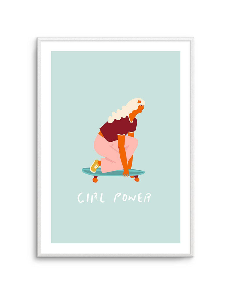 Girl Power | Skater Art Print-PRINT-Olive et Oriel-Olive et Oriel-A5 | 5.8" x 8.3" | 14.8 x 21cm-Unframed Art Print-With White Border-Buy-Australian-Art-Prints-Online-with-Olive-et-Oriel-Your-Artwork-Specialists-Austrailia-Decorate-With-Coastal-Photo-Wall-Art-Prints-From-Our-Beach-House-Artwork-Collection-Fine-Poster-and-Framed-Artwork