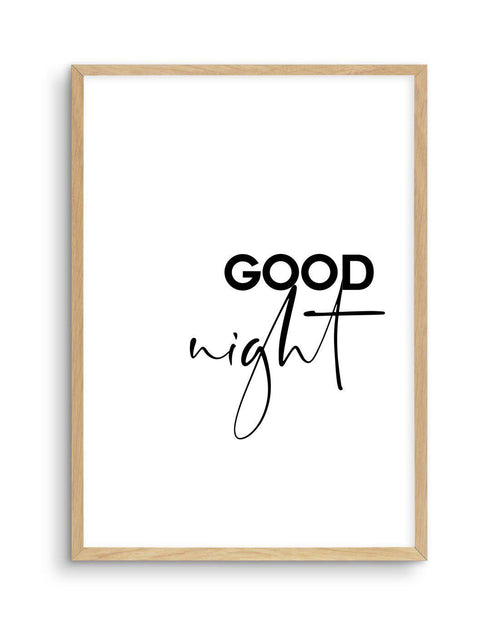 Good Night Art Print-PRINT-Olive et Oriel-Olive et Oriel-A5 | 5.8" x 8.3" | 14.8 x 21cm-Oak-With White Border-Buy-Australian-Art-Prints-Online-with-Olive-et-Oriel-Your-Artwork-Specialists-Austrailia-Decorate-With-Coastal-Photo-Wall-Art-Prints-From-Our-Beach-House-Artwork-Collection-Fine-Poster-and-Framed-Artwork